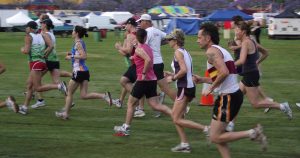 A group of people participating in an organized running event.